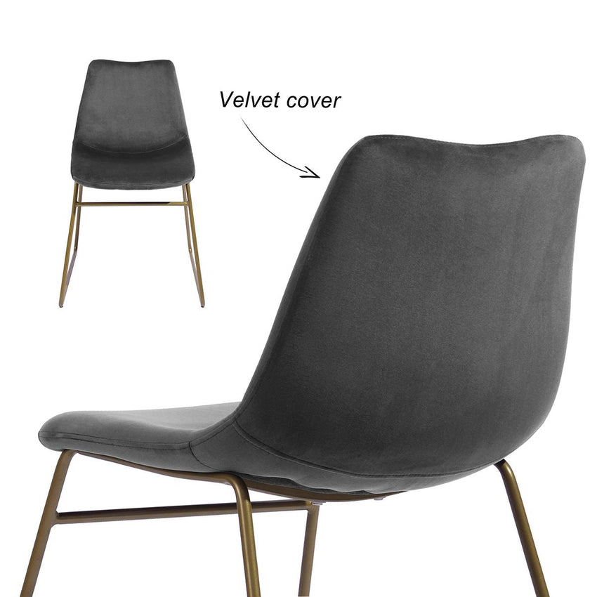 Modern Dining Chairs Set of 2; Velvet Upholstered Side Chairs with Golden Metal Legs for Dining Room Furniture - 7DAY'S