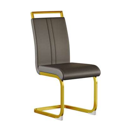 Modern Dining Chairs,PU Faux Leather High Back Upholstered Side Chair with C - shaped Tube plating Metal Legs for Dining Room Kitchen Vanity Patio Club Guest Office Chair (Set of 4) - 7DAY'S