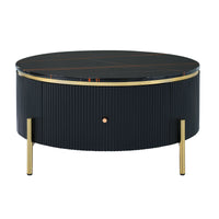 Modern Round Coffee Table with 2 large Drawers Storage Accent Table(31.5'') - 7DAY'S