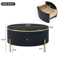 Modern Round Coffee Table with 2 large Drawers Storage Accent Table(31.5'') - 7DAY'S