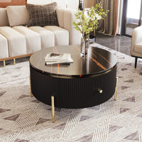 Modern Round Coffee Table with 2 large Drawers Storage Accent Table(31.5'') - 7DAY'S