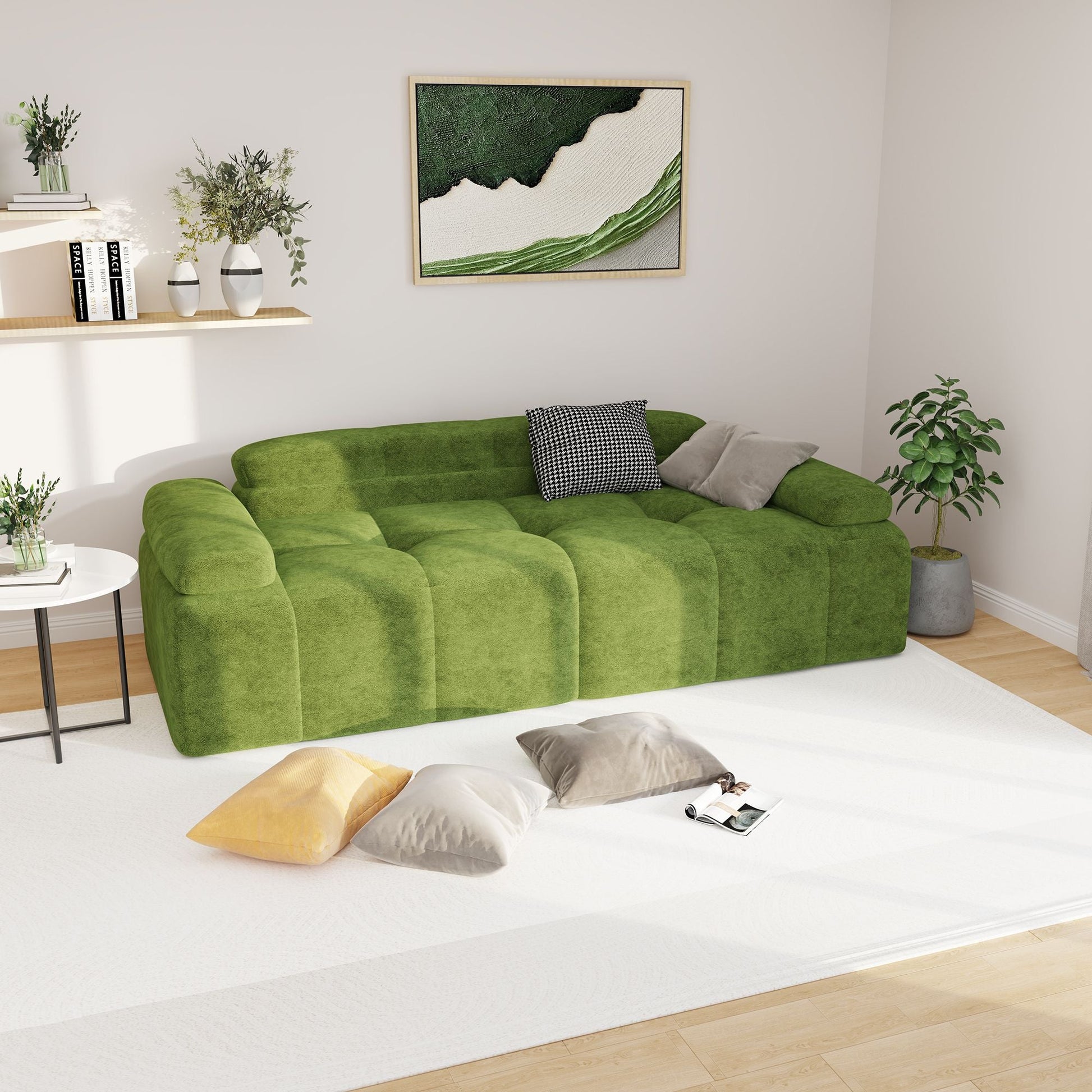 Modern Sofa Bed,Velvet Sleeper Couch,3 Seater Tufted Sofa,And Adjustable Backrests For Small Spaces, Living Room, Bedroom - 7DAY'S