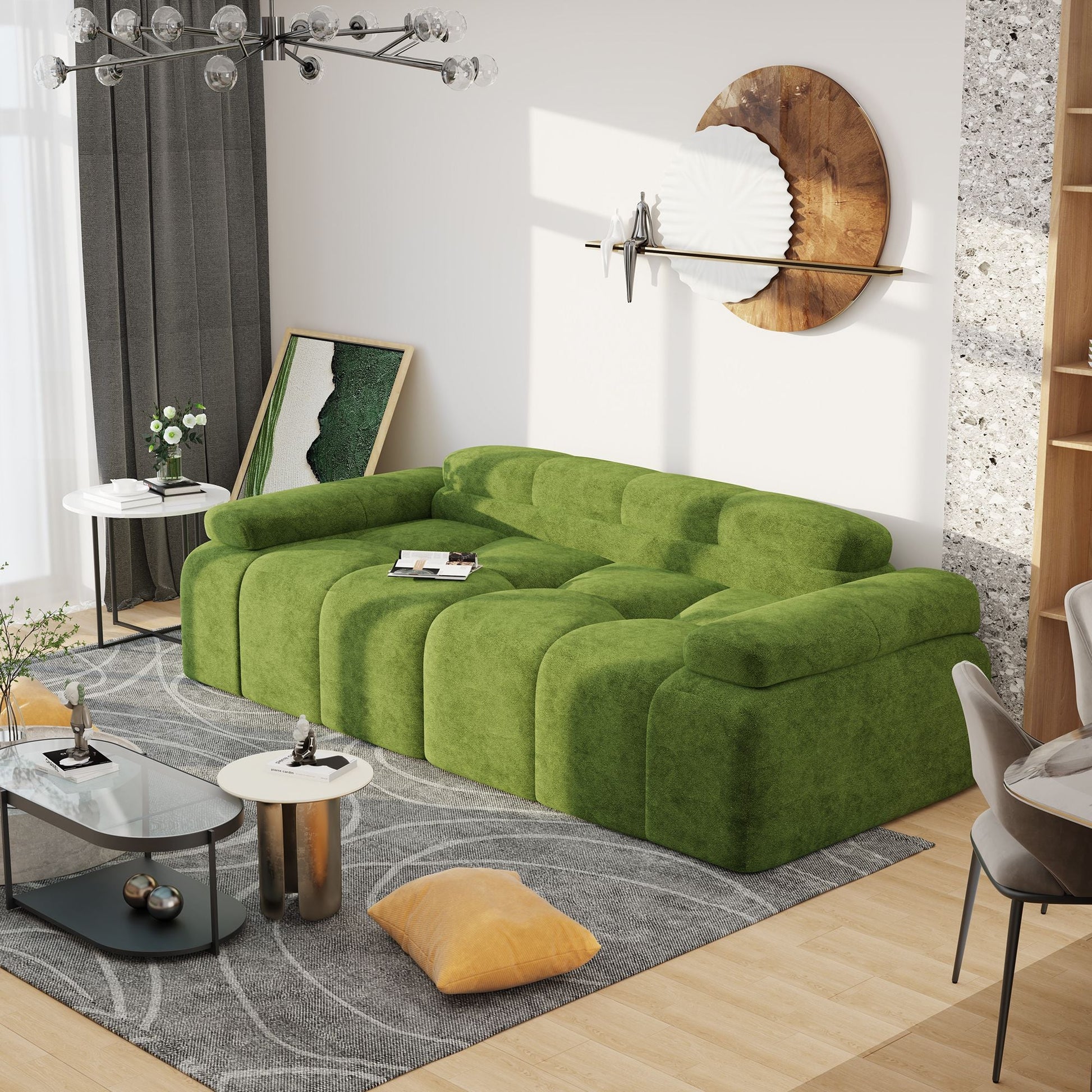 Modern Sofa Bed,Velvet Sleeper Couch,3 Seater Tufted Sofa,And Adjustable Backrests For Small Spaces, Living Room, Bedroom - 7DAY'S