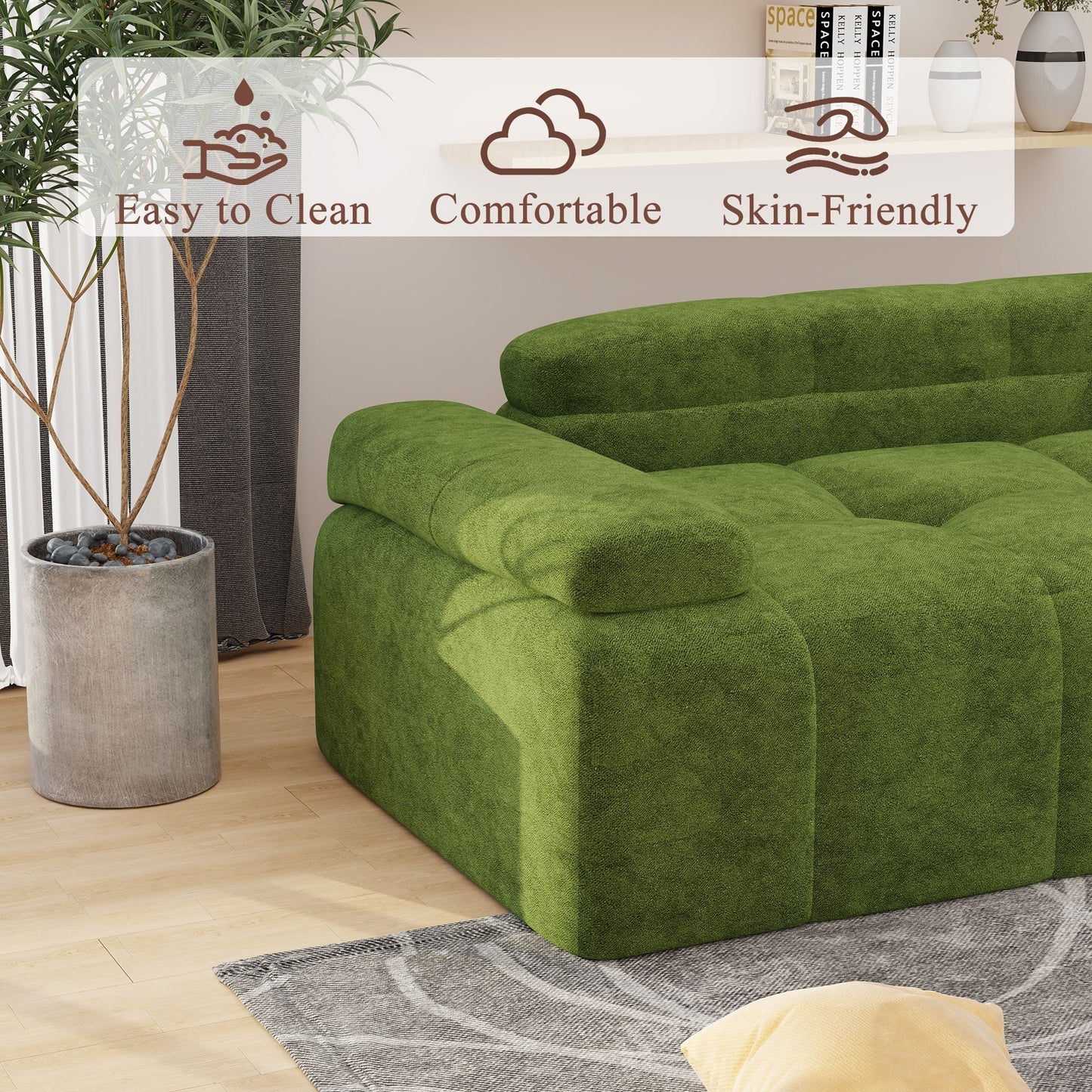Modern Sofa Bed,Velvet Sleeper Couch,3 Seater Tufted Sofa,And Adjustable Backrests For Small Spaces, Living Room, Bedroom - 7DAY'S