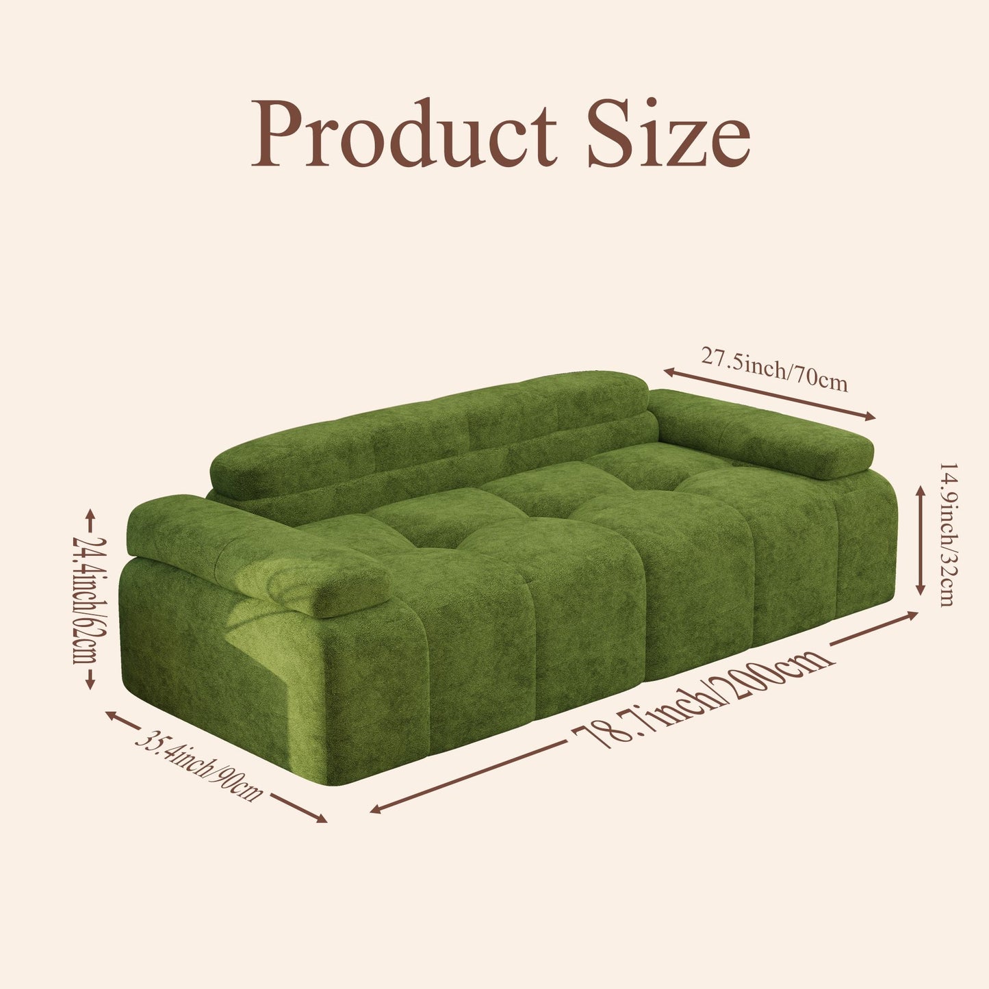 Modern Sofa Bed,Velvet Sleeper Couch,3 Seater Tufted Sofa,And Adjustable Backrests For Small Spaces, Living Room, Bedroom - 7DAY'S