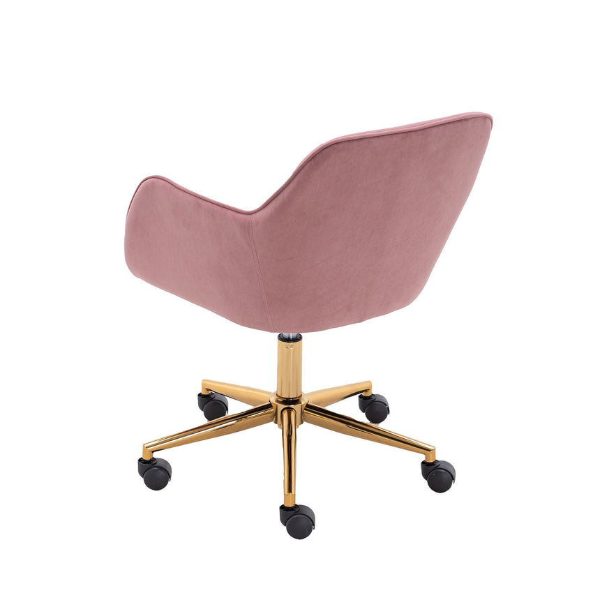 Modern Velvet Fabric Material Adjustable Height 360 revolving Home Office Chair with Gold Metal Legs and Universal Wheels for Indoor - 7DAY'S