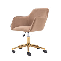 Modern Velvet Fabric Material Adjustable Height 360 revolving Home Office Chair with Gold Metal Legs and Universal Wheels for Indoor - 7DAY'S