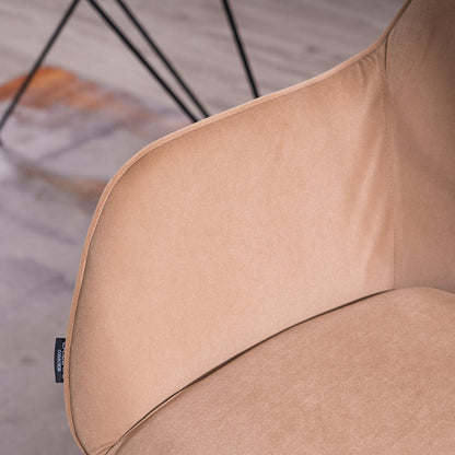 Modern Velvet Fabric Material Adjustable Height 360 revolving Home Office Chair with Gold Metal Legs and Universal Wheels for Indoor - 7DAY'S
