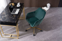 Modern Velvet Fabric Material Adjustable Height 360 revolving Home Office Chair with Gold Metal Legs and Universal Wheels for Indoor - 7DAY'S