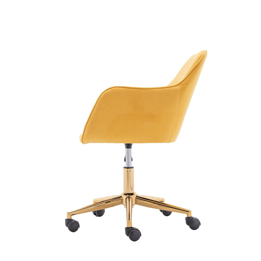 Modern Velvet Fabric Material Adjustable Height 360 revolving Home Office Chair with Gold Metal Legs and Universal Wheels for Indoor - 7DAY'S