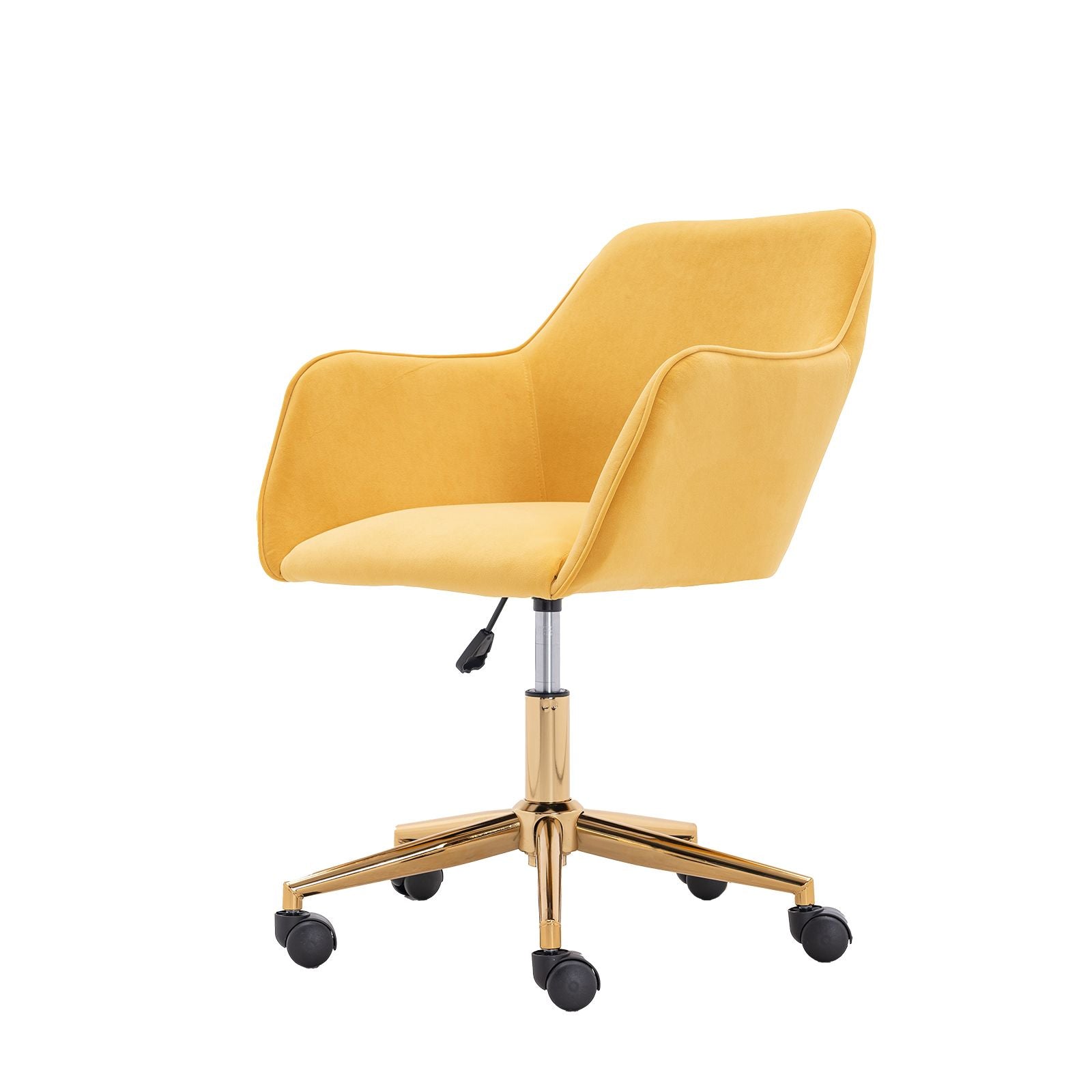 Modern Velvet Fabric Material Adjustable Height 360 revolving Home Office Chair with Gold Metal Legs and Universal Wheels for Indoor - 7DAY'S