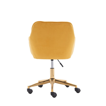 Modern Velvet Fabric Material Adjustable Height 360 revolving Home Office Chair with Gold Metal Legs and Universal Wheels for Indoor - 7DAY'S