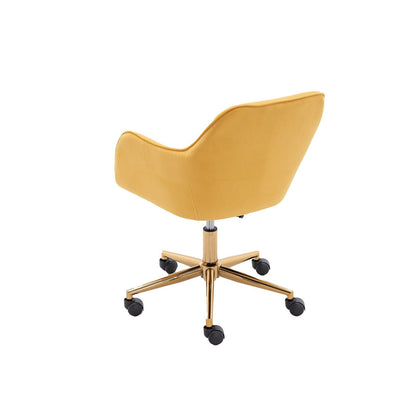 Modern Velvet Fabric Material Adjustable Height 360 revolving Home Office Chair with Gold Metal Legs and Universal Wheels for Indoor - 7DAY'S