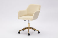Modern Velvet Fabric Material Adjustable Height 360 revolving Home Office Chair with Gold Metal Legs and Universal Wheels for Indoor - 7DAY'S