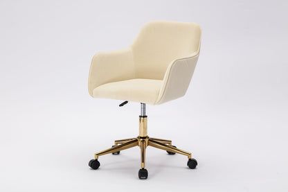 Modern Velvet Fabric Material Adjustable Height 360 revolving Home Office Chair with Gold Metal Legs and Universal Wheels for Indoor - 7DAY'S