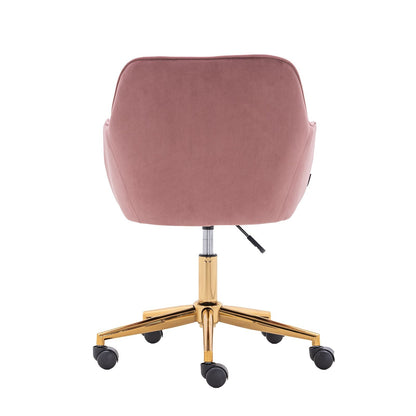 Modern Velvet Fabric Material Adjustable Height 360 revolving Home Office Chair with Gold Metal Legs and Universal Wheels for Indoor - 7DAY'S