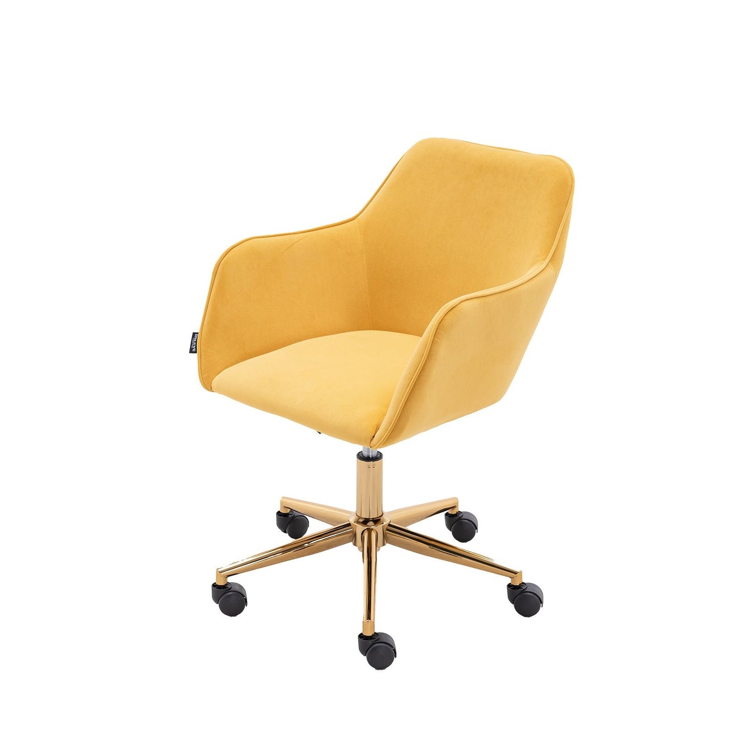 Modern Velvet Fabric Material Adjustable Height 360 revolving Home Office Chair with Gold Metal Legs and Universal Wheels for Indoor - 7DAY'S