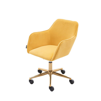 Modern Velvet Fabric Material Adjustable Height 360 revolving Home Office Chair with Gold Metal Legs and Universal Wheels for Indoor - 7DAY'S