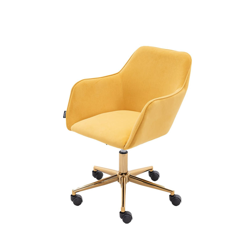 Modern Velvet Fabric Material Adjustable Height 360 revolving Home Office Chair with Gold Metal Legs and Universal Wheels for Indoor - 7DAY'S