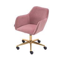 Modern Velvet Fabric Material Adjustable Height 360 revolving Home Office Chair with Gold Metal Legs and Universal Wheels for Indoor - 7DAY'S