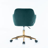 Modern Velvet Fabric Material Adjustable Height 360 revolving Home Office Chair with Gold Metal Legs and Universal Wheels for Indoor - 7DAY'S