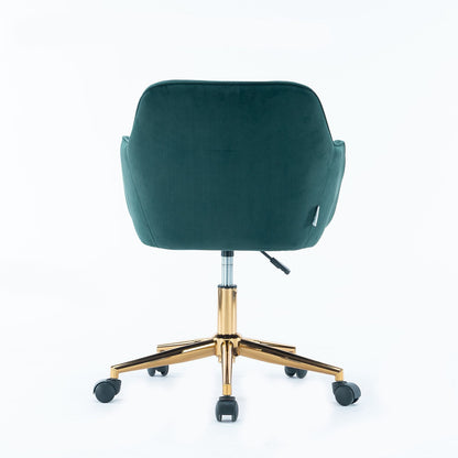 Modern Velvet Fabric Material Adjustable Height 360 revolving Home Office Chair with Gold Metal Legs and Universal Wheels for Indoor - 7DAY'S