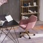 Modern Velvet Fabric Material Adjustable Height 360 revolving Home Office Chair with Gold Metal Legs and Universal Wheels for Indoor - 7DAY'S