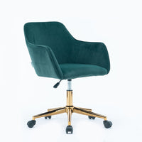 Modern Velvet Fabric Material Adjustable Height 360 revolving Home Office Chair with Gold Metal Legs and Universal Wheels for Indoor - 7DAY'S