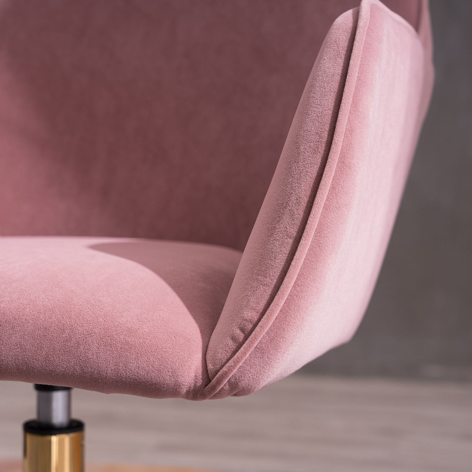 Modern Velvet Fabric Material Adjustable Height 360 revolving Home Office Chair with Gold Metal Legs and Universal Wheels for Indoor - 7DAY'S