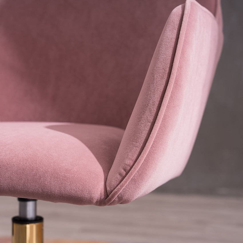Modern Velvet Fabric Material Adjustable Height 360 revolving Home Office Chair with Gold Metal Legs and Universal Wheels for Indoor - 7DAY'S