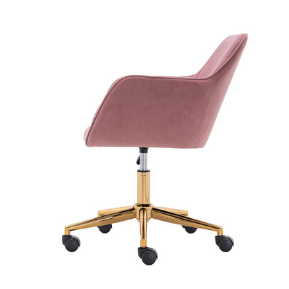 Modern Velvet Fabric Material Adjustable Height 360 revolving Home Office Chair with Gold Metal Legs and Universal Wheels for Indoor - 7DAY'S