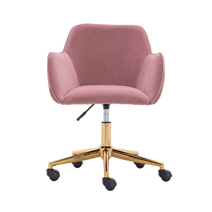 Modern Velvet Fabric Material Adjustable Height 360 revolving Home Office Chair with Gold Metal Legs and Universal Wheels for Indoor - 7DAY'S