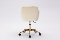 Modern Velvet Fabric Material Adjustable Height 360 revolving Home Office Chair with Gold Metal Legs and Universal Wheels for Indoor - 7DAY'S