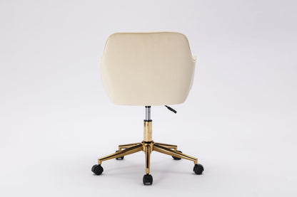 Modern Velvet Fabric Material Adjustable Height 360 revolving Home Office Chair with Gold Metal Legs and Universal Wheels for Indoor - 7DAY'S
