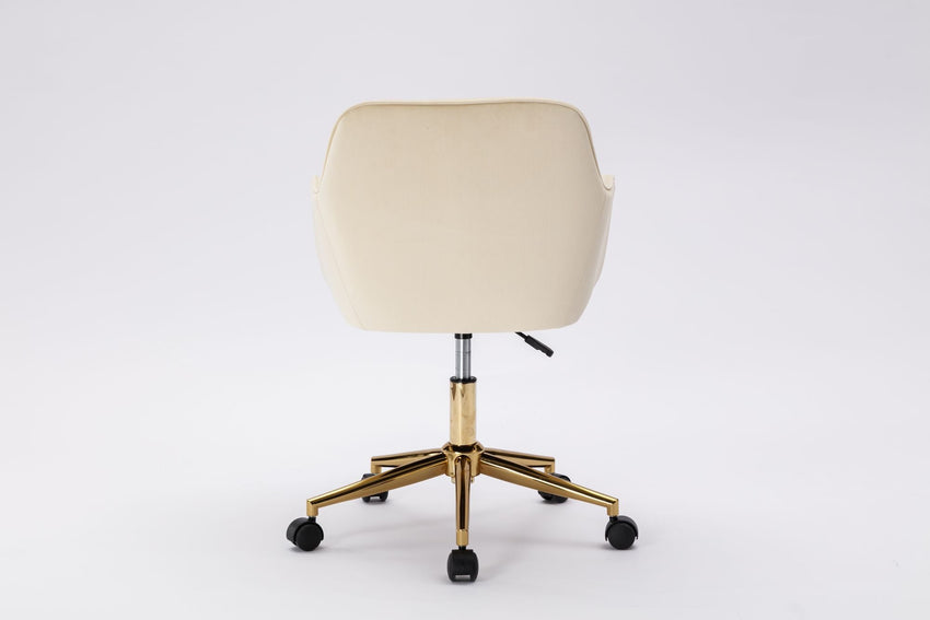 Modern Velvet Fabric Material Adjustable Height 360 revolving Home Office Chair with Gold Metal Legs and Universal Wheels for Indoor - 7DAY'S