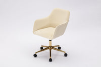 Modern Velvet Fabric Material Adjustable Height 360 revolving Home Office Chair with Gold Metal Legs and Universal Wheels for Indoor - 7DAY'S