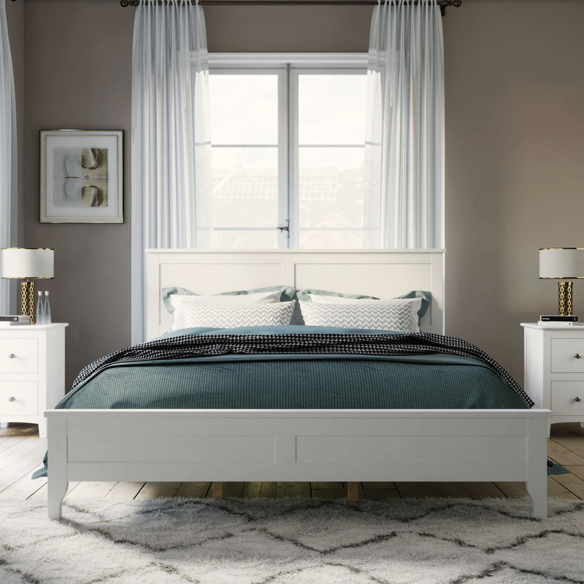 Modern White Solid Wood Queen Platform Bed (old sku:WF283525AAK) - 7DAY'S