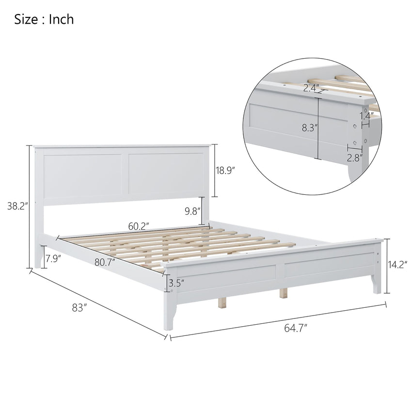 Modern White Solid Wood Queen Platform Bed (old sku:WF283525AAK) - 7DAY'S