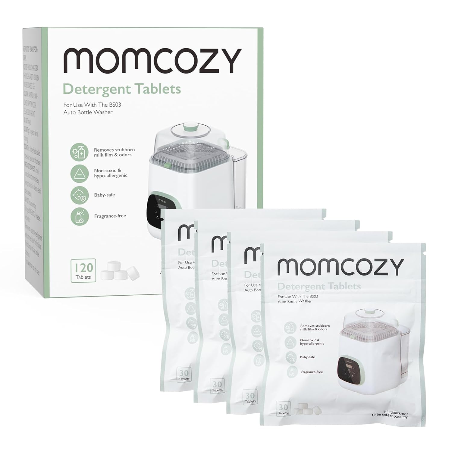 Momcozy Official Washing Block for Momcozy KleanPal Pro Baby Bottle Washer, 120 Detergent Tablets - 7DAY'S