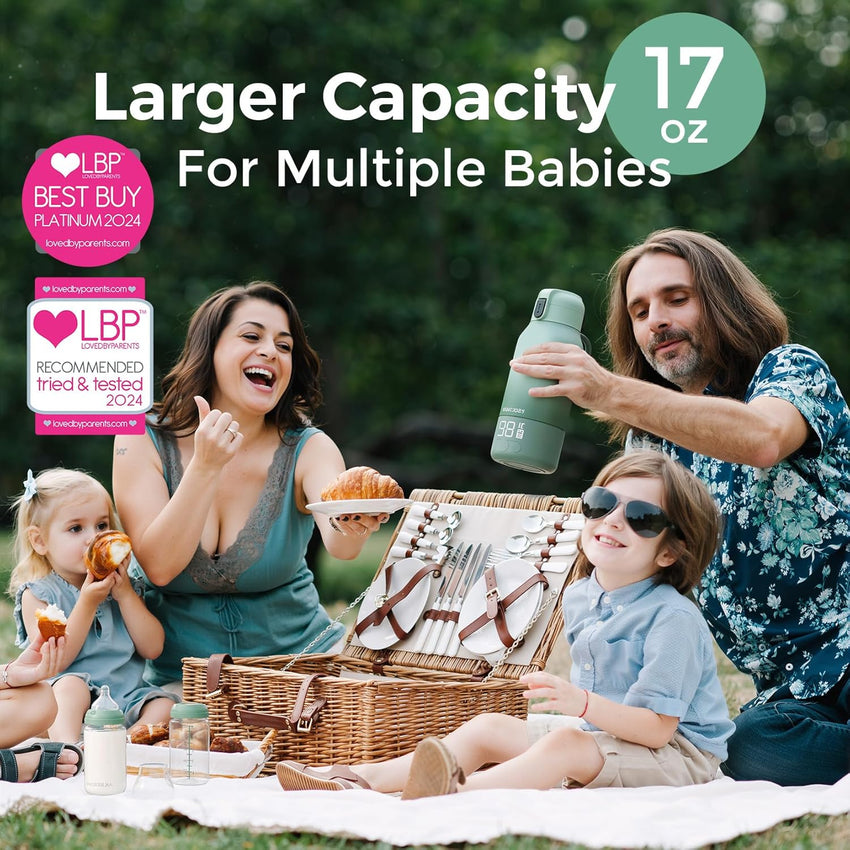 Momcozy Portable Milk Warmer for Travel – Dual Heating Modes for Breast Milk & Water, Portable Bottle Warmer with Fast Heating & Long Battery Life, 17 Ounces Large Capacity to Meet Your All - Day Needs - 7DAY'S