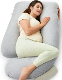Momcozy Pregnancy Pillows for Sleeping, U Shaped Full Body Maternity Pillow with Removable Cover - Support for Back, Legs, Belly, HIPS for Pregnant Women, 57 Inch Pregnancy Pillow for Women, Grey - 7DAY'S