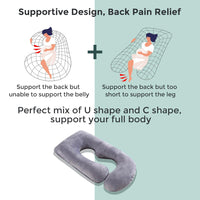 Momcozy Pregnancy Pillows for Sleeping, U Shaped Full Body Maternity Pillow with Removable Cover - Support for Back, Legs, Belly, HIPS for Pregnant Women, 57 Inch Pregnancy Pillow for Women, Grey - 7DAY'S