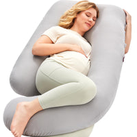 Momcozy Pregnancy Pillows for Sleeping, U Shaped Full Body Maternity Pillow with Removable Cover - Support for Back, Legs, Belly, HIPS for Pregnant Women, 57 Inch Pregnancy Pillow for Women, Grey - 7DAY'S