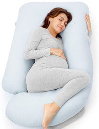 Momcozy Pregnancy Pillows for Sleeping, U Shaped Full Body Maternity Pillow with Removable Cover - Support for Back, Legs, Belly, HIPS for Pregnant Women, 57 Inch Pregnancy Pillow for Women, Grey - 7DAY'S