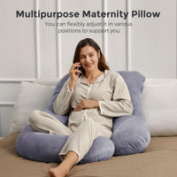Momcozy Pregnancy Pillows for Sleeping, U Shaped Full Body Maternity Pillow with Removable Cover - Support for Back, Legs, Belly, HIPS for Pregnant Women, 57 Inch Pregnancy Pillow for Women, Grey - 7DAY'S