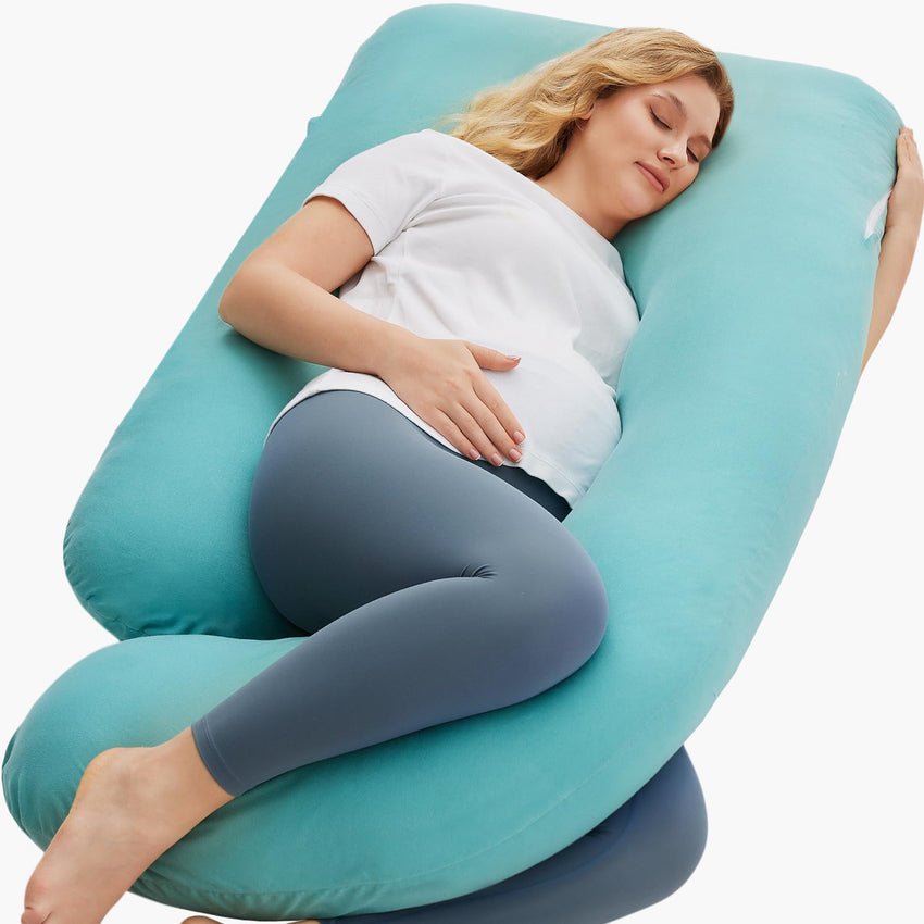 Momcozy Pregnancy Pillows for Sleeping, U Shaped Full Body Maternity Pillow with Removable Cover - Support for Back, Legs, Belly, HIPS for Pregnant Women, 57 Inch Pregnancy Pillow for Women, Grey - 7DAY'S