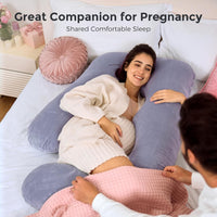 Momcozy Pregnancy Pillows for Sleeping, U Shaped Full Body Maternity Pillow with Removable Cover - Support for Back, Legs, Belly, HIPS for Pregnant Women, 57 Inch Pregnancy Pillow for Women, Grey - 7DAY'S