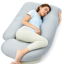 Momcozy Pregnancy Pillows for Sleeping, U Shaped Full Body Maternity Pillow with Removable Cover - Support for Back, Legs, Belly, HIPS for Pregnant Women, 57 Inch Pregnancy Pillow for Women, Grey - 7DAY'S