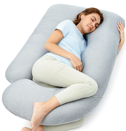 Momcozy Pregnancy Pillows for Sleeping, U Shaped Full Body Maternity Pillow with Removable Cover - Support for Back, Legs, Belly, HIPS for Pregnant Women, 57 Inch Pregnancy Pillow for Women, Grey - 7DAY'S