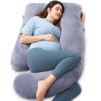 Momcozy Pregnancy Pillows for Sleeping, U Shaped Full Body Maternity Pillow with Removable Cover - Support for Back, Legs, Belly, HIPS for Pregnant Women, 57 Inch Pregnancy Pillow for Women, Grey - 7DAY'S